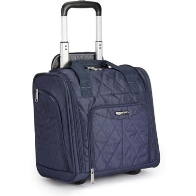 Amazon Basics Bagage cabine compact, 35.5 cm, Bleu marine matelassé - Publicité Amazon Basics Bagage cabine compact, 35.5 cm, Bleu marine matelassé - Publicité