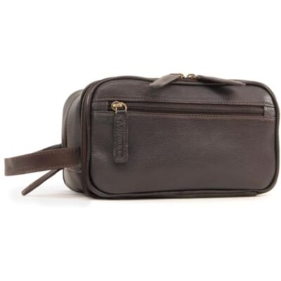 Ashwood Trousse de Toilette Homme Cuir Trousse Double Compartiment Sac Cosmétique Voyage avec Poignée Sac de Lavage/Rasage Marron - Publicité Ashwood Trousse de Toilette Homme Cuir Trousse Double Compartiment Sac Cosmétique Voyage avec Poignée Sac de Lavage/Rasage Marron - Publicité