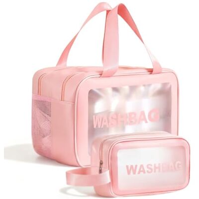 QingWing 2 Pièces Trousse de Toilette Transparente, Grand et Petit, Double Couche Trousse Transparente Voyage, Imperméable et Portable, Parfait pour Le Voyage et Le Rangement à la Maison - Publicité QingWing 2 Pièces Trousse de Toilette Transparente, Grand et Petit, Double Couche Trousse Transparente Voyage, Imperméable et Portable, Parfait pour Le Voyage et Le Rangement à la Maison - Publicité