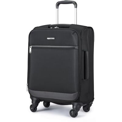 Amazon Basics Bagage Cabine Souple (53 cm), Valise 4 Roues Pivotantes à 360°, Extensible, Poche Zippée et Sangles, Poignée Télescopique, Noir - Publicité Amazon Basics Bagage Cabine Souple (53 cm), Valise 4 Roues Pivotantes à 360°, Extensible, Poche Zippée et Sangles, Poignée Télescopique, Noir - Publicité