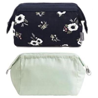 NOVAGO Lot de 2 Petites Trousses de Toilette Compactes et Pliables Pochette Maquillage Cosmétique Design Chic Rangement Voyage (Vert et Fleur Noir) - Publicité NOVAGO Lot de 2 Petites Trousses de Toilette Compactes et Pliables Pochette Maquillage Cosmétique Design Chic Rangement Voyage (Vert et Fleur Noir) - Publicité
