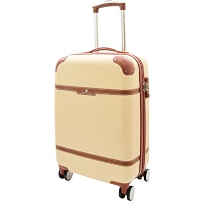 A1 FASHION GOODS Valise de voyage à 4 roues de style vintage avec coque rigide extensible et légère, beige, Cabin 53x35x20CM,35L,2.4KG, Bagage extensible rigide avec roulettes pivotantes - Publicité A1 FASHION GOODS Valise de voyage à 4 roues de style vintage avec coque rigide extensible et légère, beige, Cabin 53x35x20CM,35L,2.4KG, Bagage extensible rigide avec roulettes pivotantes - Publicité