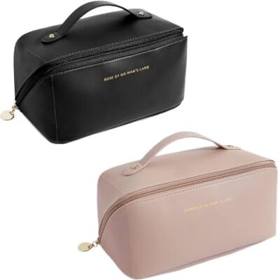NOVAGO- 2 Trousse Toilette Pochette Organiseur de Maquillage Compact et Pliable (Noir+Rose) - Publicité NOVAGO- 2 Trousse Toilette Pochette Organiseur de Maquillage Compact et Pliable (Noir+Rose) - Publicité
