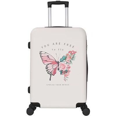 TROLLEY ADC Valise Cabine 55x34x23 cm Blanc Rigide 39 L Légère 2,5 kg, 4 doubles roues silencieuses 360°, poignée télescopique réglable, coque résistante aux chocs - Publicité TROLLEY ADC Valise Cabine 55x34x23 cm Blanc Rigide 39 L Légère 2,5 kg, 4 doubles roues silencieuses 360°, poignée télescopique réglable, coque résistante aux chocs - Publicité