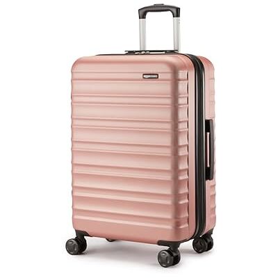 Amazon Basics Valise Rigide Moyenne Bagage de Voyage Extensible ABS avec 4 Roulettes Doubles Pivotantes Résistante aux Rayures et Légère 68 x 45,1 x 28,6cm Or Rose - Publicité Amazon Basics Valise Rigide Moyenne Bagage de Voyage Extensible ABS avec 4 Roulettes Doubles Pivotantes Résistante aux Rayures et Légère 68 x 45,1 x 28,6cm Or Rose - Publicité