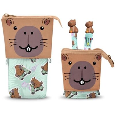 Oh My Pop! Capybara-Trousse Cute + Stylo 10 Couleurs + Stylo Gel Effaçable, Multicolore, 11,5 x 17 cm - Publicité Oh My Pop! Capybara-Trousse Cute + Stylo 10 Couleurs + Stylo Gel Effaçable, Multicolore, 11,5 x 17 cm - Publicité