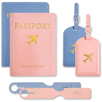 JNYUTEEN Porte-Passeport Housse, 2 Pièces Pochette Passeport et 4 Pièces Étiquette Valise, PU Cuir Protege Passeport Étiquettes à Bagage pour Hommes Femmes Accessoires de Voyage - Publicité JNYUTEEN Porte-Passeport Housse, 2 Pièces Pochette Passeport et 4 Pièces Étiquette Valise, PU Cuir Protege Passeport Étiquettes à Bagage pour Hommes Femmes Accessoires de Voyage - Publicité