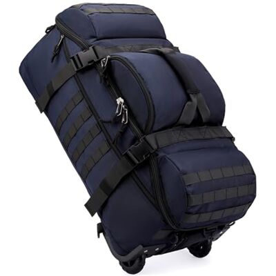 Boniffyy Sac De Voyage à roulettes 80L Grande Sac à Dos Sport Duffle Bag Imperméable Oxford Sport Bagage avec Compartiment Bretelles Pliable Extensible Trolley pour Camping Weekend Gym (Bleu) - Publicité Boniffyy Sac De Voyage à roulettes 80L Grande Sac à Dos Sport Duffle Bag Imperméable Oxford Sport Bagage avec Compartiment Bretelles Pliable Extensible Trolley pour Camping Weekend Gym (Bleu) - Publicité