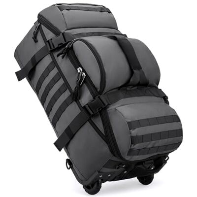 Boniffyy Sac De Voyage à roulettes 80L Grande Sac à Dos Sport Duffle Bag Imperméable Oxford Sport Bagage avec Compartiment Bretelles Pliable Extensible Trolley pour Camping Weekend Gym (Gris) - Publicité Boniffyy Sac De Voyage à roulettes 80L Grande Sac à Dos Sport Duffle Bag Imperméable Oxford Sport Bagage avec Compartiment Bretelles Pliable Extensible Trolley pour Camping Weekend Gym (Gris) - Publicité