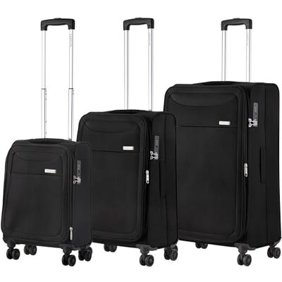 CarryOn Air Set de 3 Valises Souples Extensible Ensemble de Bagages 55 66 77cm avec TSA (Noir, 3 pcs Set) - Publicité CarryOn Air Set de 3 Valises Souples Extensible Ensemble de Bagages 55 66 77cm avec TSA (Noir, 3 pcs Set) - Publicité