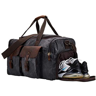 BRASS TACKS Leathercraft Sac de Week-End en Toile cirée pour Hommes/avec Un Compartiment a Chaussures - Publicité BRASS TACKS Leathercraft Sac de Week-End en Toile cirée pour Hommes/avec Un Compartiment a Chaussures - Publicité
