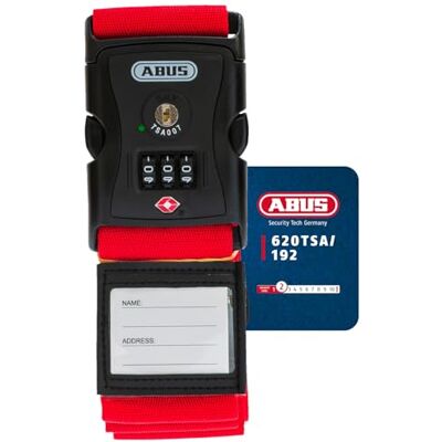 ABUS Sangle à valise avec serrure TSA 620TSA/192 Sangle à valise avec code numérique à 3 chiffres Badge inclus rouge - Publicité ABUS Sangle à valise avec serrure TSA 620TSA/192 Sangle à valise avec code numérique à 3 chiffres Badge inclus rouge - Publicité