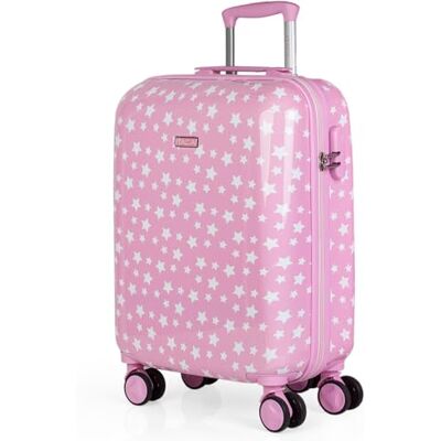 ITACA Valises de Voyage pour Enfants Trolley en Polycarbonate imprimé étoiles. Rigides, Confortables et légères. 4 Roues et Cadenas. 2 Tailles : Petite Cabine et Moyenne., Rose, S - Publicité ITACA Valises de Voyage pour Enfants Trolley en Polycarbonate imprimé étoiles. Rigides, Confortables et légères. 4 Roues et Cadenas. 2 Tailles : Petite Cabine et Moyenne., Rose, S - Publicité