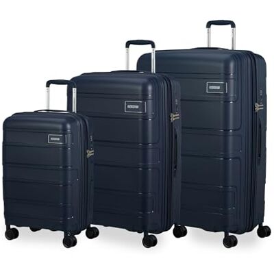 American Tourister SkyMax Ensemble de valises à 3 pièces, Bleu (Bleu de Minuit) - Publicité American Tourister SkyMax Ensemble de valises à 3 pièces, Bleu (Bleu de Minuit) - Publicité