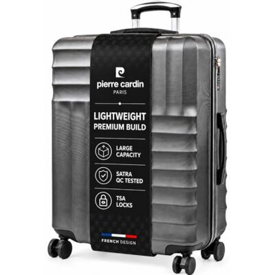 Pierre Cardin – Valise Soleil – Valise de voyage rigide avec 8 roulettes pivotantes à 360 degrés Serrure TSA et poignée télescopique, gris charbon, L, Valise - Publicité Pierre Cardin – Valise Soleil – Valise de voyage rigide avec 8 roulettes pivotantes à 360 degrés Serrure TSA et poignée télescopique, gris charbon, L, Valise - Publicité