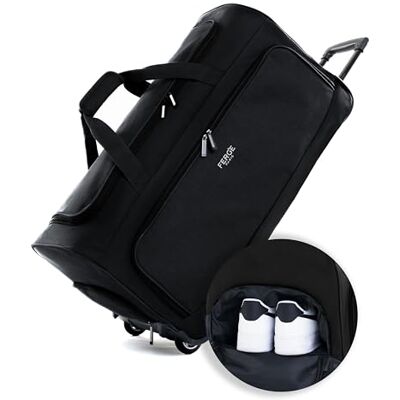 FERGÉ Sac de Voyage à roulettes Paris Compartiment séparé pour Chaussures Bagage Souple Trolley Sac de Voyage 90 litres, Noir - Publicité FERGÉ Sac de Voyage à roulettes Paris Compartiment séparé pour Chaussures Bagage Souple Trolley Sac de Voyage 90 litres, Noir - Publicité