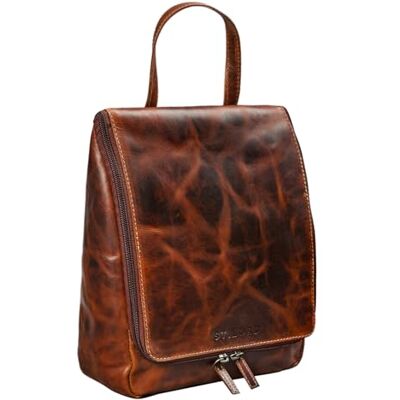 STILORD Vintage Trousse de Voyage Trousse de Toilette à Suspendre en Cuir Véritable Sac Cosmétique Trousse de Maquillage Couleur:seppia Marron - Publicité STILORD Vintage Trousse de Voyage Trousse de Toilette à Suspendre en Cuir Véritable Sac Cosmétique Trousse de Maquillage Couleur:seppia Marron - Publicité