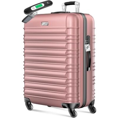 KESSER® Valise de voyage à coque rigide avec pèse-bagages + étiquette à bagage, chariot à bagages, valise à serrure à combinaison, 4 roues, coque rigide en ABS, poignée télescopique, 75cm – 120L - Publicité KESSER® Valise de voyage à coque rigide avec pèse-bagages + étiquette à bagage, chariot à bagages, valise à serrure à combinaison, 4 roues, coque rigide en ABS, poignée télescopique, 75cm – 120L - Publicité
