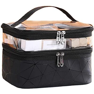 NOVAGO Vanity Trousse de Toilette Double Couches plastifié Solide Durable et imperméable (Noir) - Publicité NOVAGO Vanity Trousse de Toilette Double Couches plastifié Solide Durable et imperméable (Noir) - Publicité