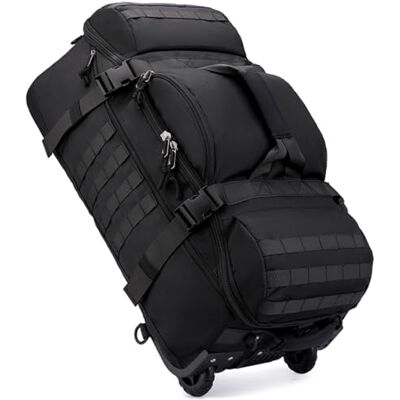 Boniffyy Sac De Voyage à roulettes 80L Grande Sac à Dos Sport Duffle Bag Imperméable Oxford Sport Bagage avec Compartiment Bretelles Pliable Extensible Trolley pour Camping Weekend Gym (Noir) - Publicité Boniffyy Sac De Voyage à roulettes 80L Grande Sac à Dos Sport Duffle Bag Imperméable Oxford Sport Bagage avec Compartiment Bretelles Pliable Extensible Trolley pour Camping Weekend Gym (Noir) - Publicité