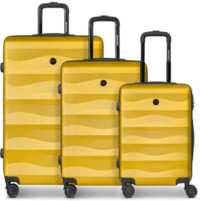 SMARTBOX Lot de 3 valises rigides pour homme et femme, Jaune foncé, Set Chariot de voyage léger et stable en matériau ABS de qualité supérieure et robuste 4 roulettes doubles et cadenas à - Publicité SMARTBOX Lot de 3 valises rigides pour homme et femme, Jaune foncé, Set Chariot de voyage léger et stable en matériau ABS de qualité supérieure et robuste 4 roulettes doubles et cadenas à - Publicité