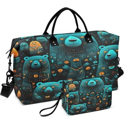 LINNIKEEEE Adorables Oursons Bleus Sacs de Voyage,Sac de Sport,Sac à Main de Week-End avec Trousse De Toilette pour Filles Hommes - Publicité LINNIKEEEE Adorables Oursons Bleus Sacs de Voyage,Sac de Sport,Sac à Main de Week-End avec Trousse De Toilette pour Filles Hommes - Publicité