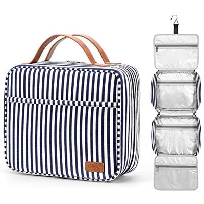 Bosidu Trousse de Toilette de Voyage à Suspendre Grande Sac de Toilette étanche Organiseur de Maquillage 4 Compartiments et 1 Crochet Robuste pour Femme et Homme Bleu Marine et Rayures Blanches. Publicité Bosidu Trousse de Toilette de Voyage à Suspendre Grande Sac de Toilette étanche Organiseur de Maquillage 4 Compartiments et 1 Crochet Robuste pour Femme et Homme Bleu Marine et Rayures Blanches. Publicité