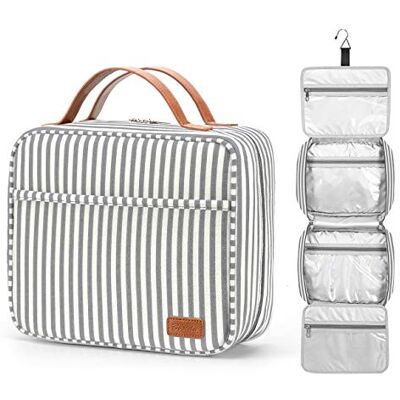 Bosidu Trousse de Toilette de Voyage à Suspendre Grande Sac de Toilette étanche Organiseur de Maquillage 4 Compartiments et 1 Crochet Robuste pour Femme et Homme Rayures Grises et Blanches. Publicité Bosidu Trousse de Toilette de Voyage à Suspendre Grande Sac de Toilette étanche Organiseur de Maquillage 4 Compartiments et 1 Crochet Robuste pour Femme et Homme Rayures Grises et Blanches. Publicité