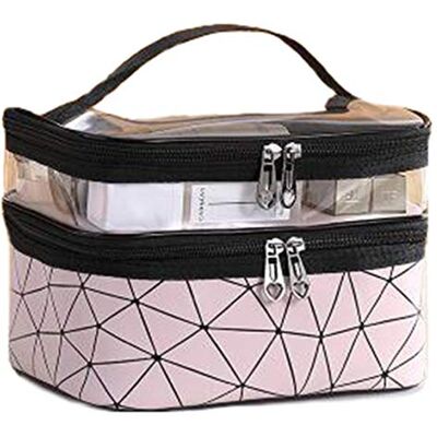 NOVAGO Vanity Trousse de Toilette Double Couches plastifié Solide Durable et imperméable (Rose) - Publicité NOVAGO Vanity Trousse de Toilette Double Couches plastifié Solide Durable et imperméable (Rose) - Publicité