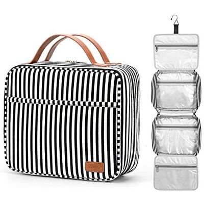 Bosidu Trousse de Toilette de Voyage à Suspendre Grande Sac de Toilette étanche Organiseur de Maquillage 4 Compartiments et 1 Crochet Robuste pour Femme et Homme Rayures Noires et Blanches. Publicité Bosidu Trousse de Toilette de Voyage à Suspendre Grande Sac de Toilette étanche Organiseur de Maquillage 4 Compartiments et 1 Crochet Robuste pour Femme et Homme Rayures Noires et Blanches. Publicité