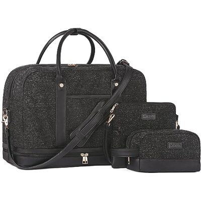 BOLOSTA Sac de Week-End en Toile pour Femme Grand Sac fourre-Tout de Voyage à bandoulière avec Compartiment à Chaussures, Parfait pour Les Voyages, Un Usage Quotidien, Un Cadeau d'anniversaire, Noir - Publicité BOLOSTA Sac de Week-End en Toile pour Femme Grand Sac fourre-Tout de Voyage à bandoulière avec Compartiment à Chaussures, Parfait pour Les Voyages, Un Usage Quotidien, Un Cadeau d'anniversaire, Noir - Publicité