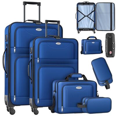 KESSER® Lot de 4 valises de voyage Sac à roulettes en tissu avec serrure TSA Roulettes à 360° et poignée télescopique Sac cosmétique Valise légère et grande - Publicité KESSER® Lot de 4 valises de voyage Sac à roulettes en tissu avec serrure TSA Roulettes à 360° et poignée télescopique Sac cosmétique Valise légère et grande - Publicité