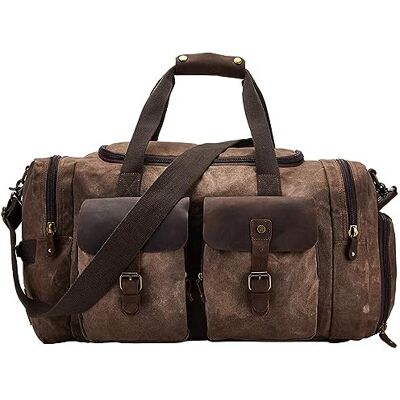 BRASS TACKS Leathercraft Sac de Week-End en Toile cirée pour Hommes/avec Un Compartiment a Chaussures - Publicité BRASS TACKS Leathercraft Sac de Week-End en Toile cirée pour Hommes/avec Un Compartiment a Chaussures - Publicité
