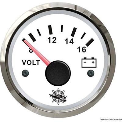 Voltmetre Osculati 8/16 V Blanc - Voltmetre - Publicité Voltmetre Osculati 8/16 V Blanc - Voltmetre - Publicité
