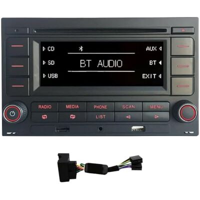 SCUMAXCON Autoradio RCN210 Bluetooth Lecteur CD, USB, MP3, port auxiliaire, Pour Golf MK4, Old polo, Passat B5. Publicité SCUMAXCON Autoradio RCN210 Bluetooth Lecteur CD, USB, MP3, port auxiliaire, Pour Golf MK4, Old polo, Passat B5. Publicité