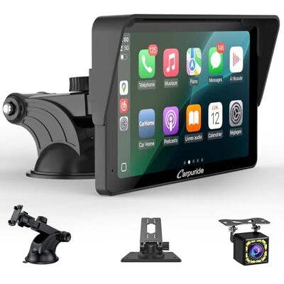 CARPURIDE Écran Carplay Portable, V3R sans il Airplay&Android Auto, écran Tactile HD 1080P 7 Pouces avec caméra de recul 720P réelle/BT 5.0/Mirror Link/Lecture USB/Puce de réduction du Bruit AUX - Publicité CARPURIDE Écran Carplay Portable, V3R sans il Airplay&Android Auto, écran Tactile HD 1080P 7 Pouces avec caméra de recul 720P réelle/BT 5.0/Mirror Link/Lecture USB/Puce de réduction du Bruit AUX - Publicité