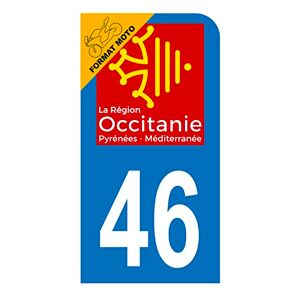 HADEXIA Autocollant Stickers Plaque immatriculation Scooter Moto département 46 Lot Logo Région Occitanie - Publicité