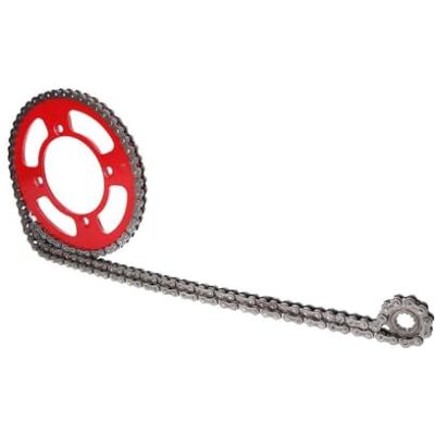 2EXTREME Kit chaîne renforcée 11/51 rouge compatible avec Beta RR 50 Enduro Factory Entraînement 420, 140 maillons, pignon à 11 dents, couronne à 51 dents, attache clip, résistance en traction 1910 décanewtons - Publicité 2EXTREME Kit chaîne renforcée 11/51 rouge compatible avec Beta RR 50 Enduro Factory Entraînement 420, 140 maillons, pignon à 11 dents, couronne à 51 dents, attache clip, résistance en traction 1910 décanewtons - Publicité