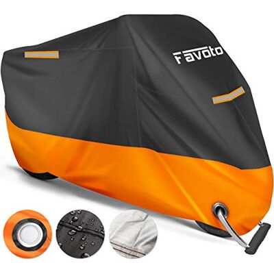 Favoto Housse Moto Imperméable UV Rayures - Housse Moto - Publicité Favoto Housse Moto Imperméable UV Rayures - Housse Moto - Publicité