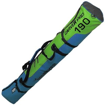 BRUBAKER Carver Pro Sac de ski rembourré pour 1 paire de skis et bâtons de ski indéchirable Bleu/vert 190 cm - Publicité BRUBAKER Carver Pro Sac de ski rembourré pour 1 paire de skis et bâtons de ski indéchirable Bleu/vert 190 cm - Publicité