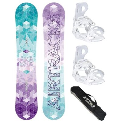 AIRTRACKS Snowboard Set/Pack/Planche Akasha Femme+Fixations Master FASTEC W+SB Sac/Neuf - Publicité AIRTRACKS Snowboard Set/Pack/Planche Akasha Femme+Fixations Master FASTEC W+SB Sac/Neuf - Publicité