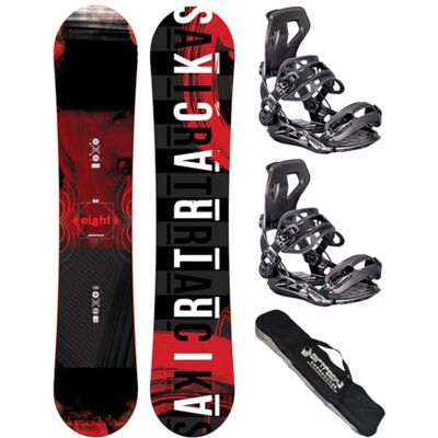 AIRTRACKS Snowboard Set/Pack Planche Eight Wide+Fixations Master FASTEC+SB Sac/Neuf - Publicité AIRTRACKS Snowboard Set/Pack Planche Eight Wide+Fixations Master FASTEC+SB Sac/Neuf - Publicité