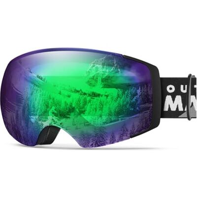 OutdoorMaster Ski Goggles PRO Lunettes de ski sans cadre avec protection 100% UV400 pour femmes et hommes (NoirCadre RevoGreenVerres VLT32%) - Publicité OutdoorMaster Ski Goggles PRO Lunettes de ski sans cadre avec protection 100% UV400 pour femmes et hommes (NoirCadre RevoGreenVerres VLT32%) - Publicité