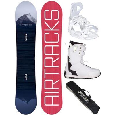 AIRTRACKS Snowboard Set Pack Planche Day & Night Hybrid Rocker + Fixations Master W + Chaussures + SB Sac 138 144 148 154 cm - Publicité AIRTRACKS Snowboard Set Pack Planche Day & Night Hybrid Rocker + Fixations Master W + Chaussures + SB Sac 138 144 148 154 cm - Publicité