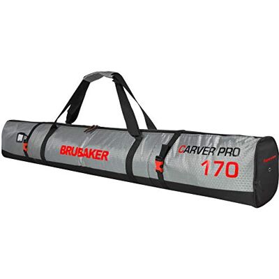 BRUBAKER 'CarverTec Pro' Housse à Skis rembourrée pour 1 Paire de Skis + Bâtons 170 cm Argenté/Rouge - Publicité BRUBAKER 'CarverTec Pro' Housse à Skis rembourrée pour 1 Paire de Skis + Bâtons 170 cm Argenté/Rouge - Publicité