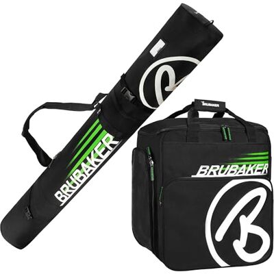 Brubaker Set de Ski ‘Champion’ Housse à Skis et Sac à Chaussures de Ski pour 1 Paire de Skis + Bâtons + Chaussures + Casque 170 cm Noir/Vert - Publicité Brubaker Set de Ski ‘Champion’ Housse à Skis et Sac à Chaussures de Ski pour 1 Paire de Skis + Bâtons + Chaussures + Casque 170 cm Noir/Vert - Publicité