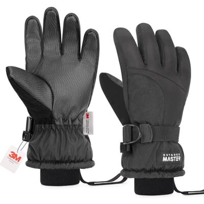 OutdoorMaster Gants de Ski pour Enfants, 3M Thinsulate, Gants Thermiques Coupe-Vent et imperméables pour l'hiver pour garçons et Filles, Ski, Snowboard, Sports d'hiver - Publicité OutdoorMaster Gants de Ski pour Enfants, 3M Thinsulate, Gants Thermiques Coupe-Vent et imperméables pour l'hiver pour garçons et Filles, Ski, Snowboard, Sports d'hiver - Publicité