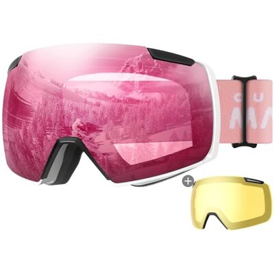 OutdoorMaster Heron Masque de ski avec 2 lentilles, sans monture, lentille torique HD interchangeable par aimant, masque de snowboard OTG pour hommes et femmes, protection UV à 100%. Publicité OutdoorMaster Heron Masque de ski avec 2 lentilles, sans monture, lentille torique HD interchangeable par aimant, masque de snowboard OTG pour hommes et femmes, protection UV à 100%. Publicité