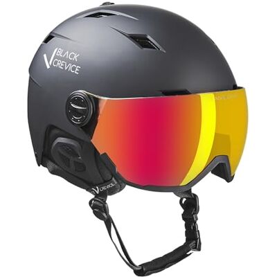 BLACK CREVICE Casque de ski avec visière Kirchberg noir/argent, M (54-57 cm) - Publicité BLACK CREVICE Casque de ski avec visière Kirchberg noir/argent, M (54-57 cm) - Publicité