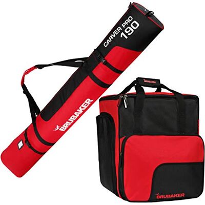 BRUBAKER Ensemble Sac de Ski et Sac à Chaussures de Ski pour 1 Paire de Skis jusqu'à 190 cm + bâtons + Chaussures + Casque Noir/Rouge - Publicité BRUBAKER Ensemble Sac de Ski et Sac à Chaussures de Ski pour 1 Paire de Skis jusqu'à 190 cm + bâtons + Chaussures + Casque Noir/Rouge - Publicité